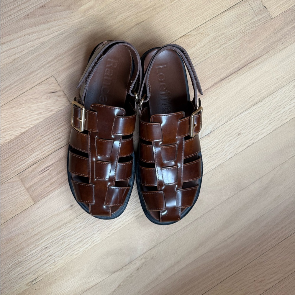 Loeffler Randall Dark Brown Leather Fisherman Sandals